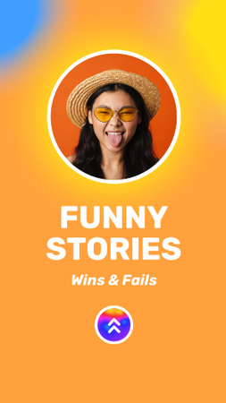 Template di design ragazza divertente in occhiali da sole che mostra la lingua Instagram Video Story