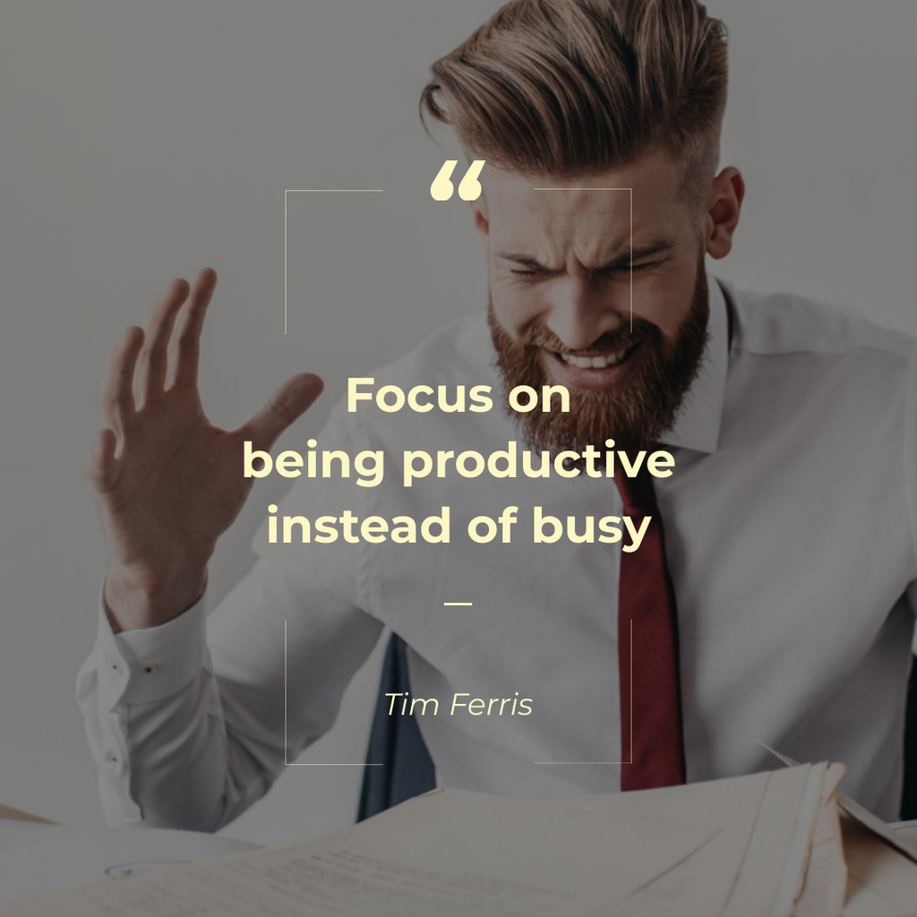 Angry Businessman with Productivity Quote Instagram Modelo de Design