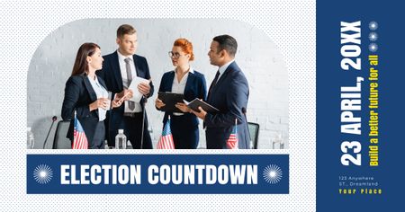 Ontwerpsjabloon van Facebook AD van Verkiezingscommissie bespreekt verkiezingsresultaten