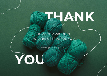 Skeins Of Yarn Offer For Craft In Green Card Design Template