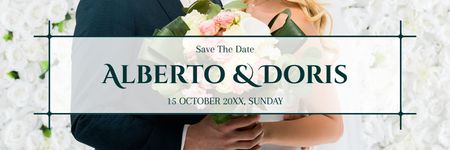 Meghívó a fiatal szerelmesek esküvői szertartására Email header tervezősablon