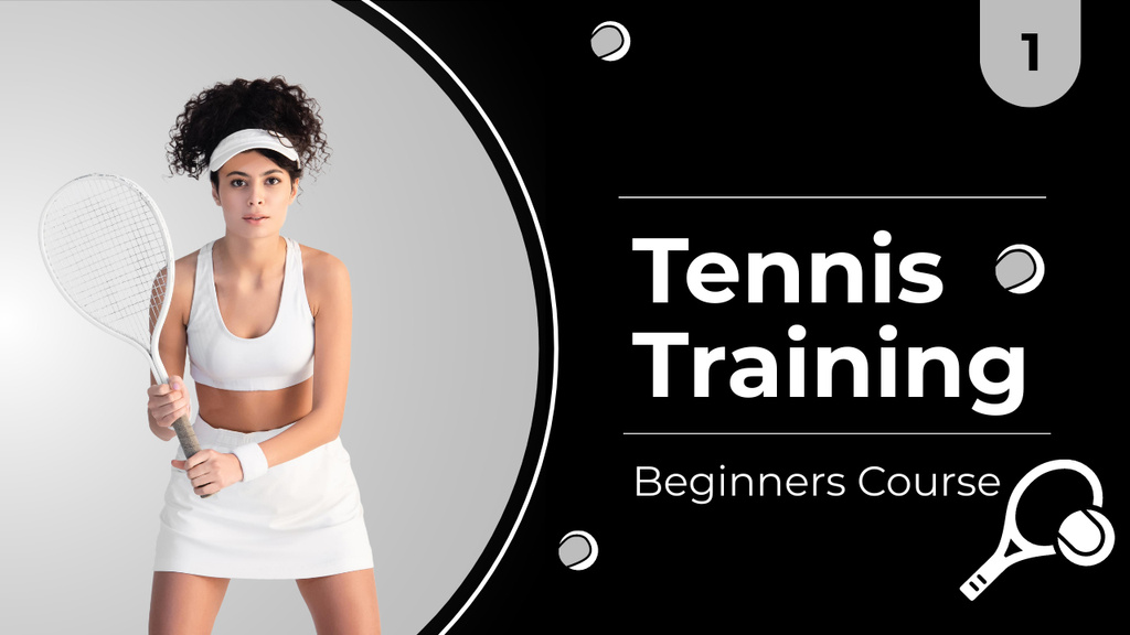 Tennis Courses Offer with Girl Youtube Thumbnail Design Template