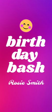 Birthday Party Announcement with Cute Smiley Face Flyer DIN Large Modelo de Design