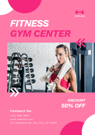 Template di design Sconto in palestra e centro fitness Poster