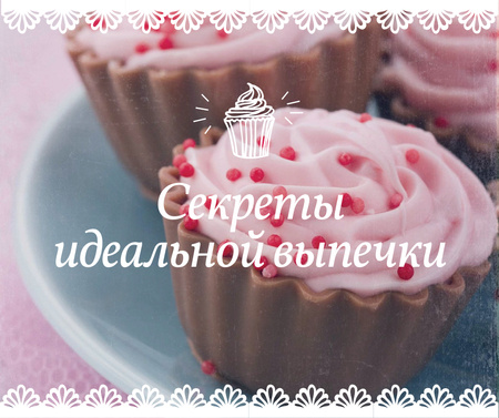 Baking Hacks Сладкие кексы в розовом Facebook – шаблон для дизайна