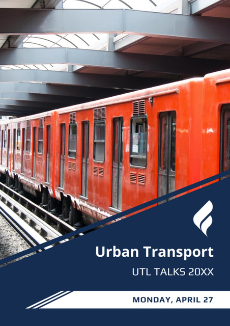 Public Transport Train in Subway Tunnel Flyer A4 Design Template