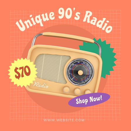 Unique 90's Radio for Sale Instagram Design Template