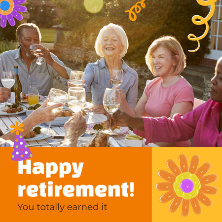 Retirement Congrats With Colleagues And Party Animated Post Design Template