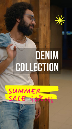 Template di design Casual Denim Clothes Collection With Discount In Summer TikTok Video