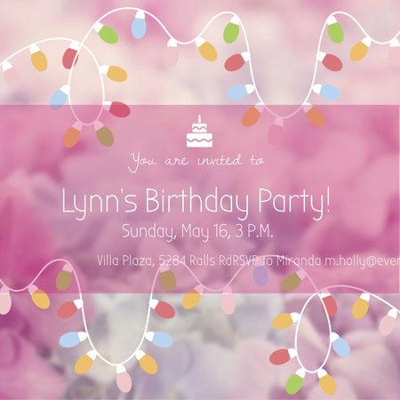 Birthday Party Garland Frame in Pink Instagram AD Design Template