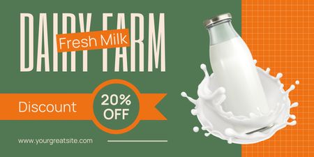 Fresh Milk Offer from Dairy Farm Twitter Design Template