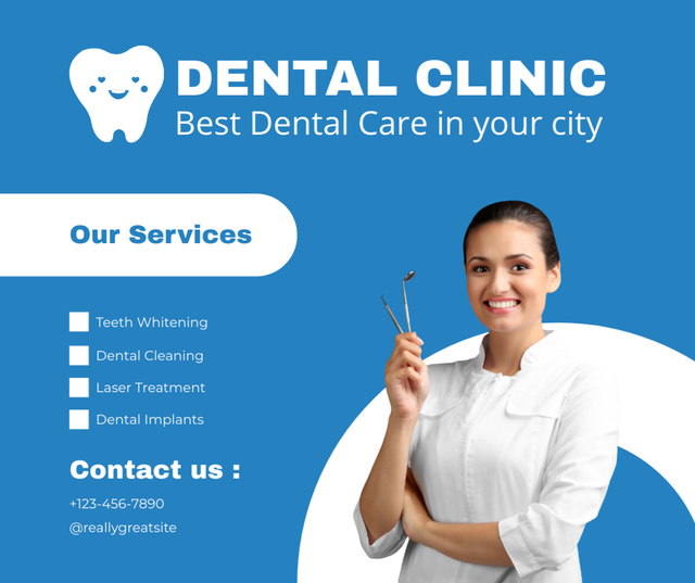 Plantilla de diseño de Offer of Best Dental Care in City Facebook 