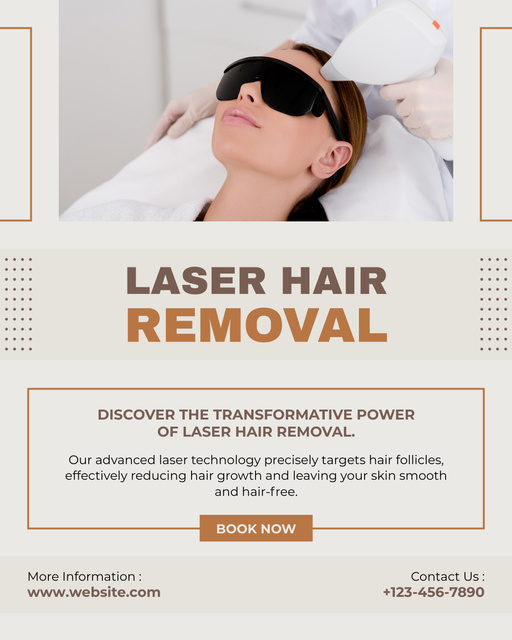 Hair Removal Services at Modern Cosmetology Clinic Instagram Post Vertical Tasarım Şablonu