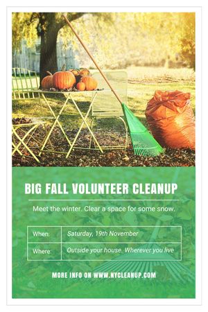 Ontwerpsjabloon van Tumblr van Volunteer Cleanup Announcement Autumn Garden with Pumpkins