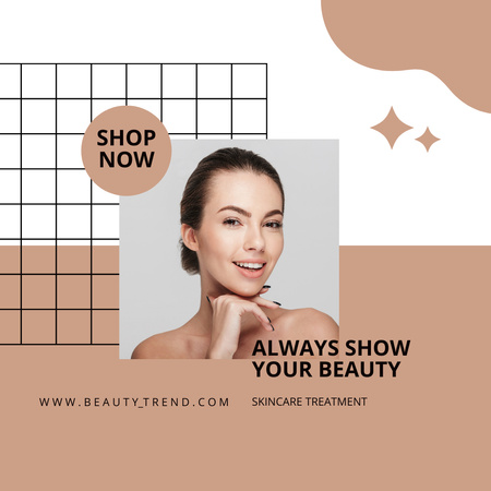 Promotion Of Beauty Treatments With Slogan In Beige Instagram Design Template