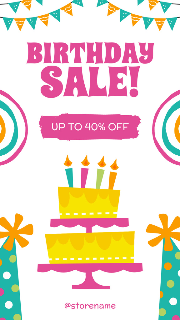 Birthday Sale with Cake Instagram Story Design Template