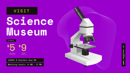 Science Museum invitation Digital Pattern in Purple FB event cover Design Template