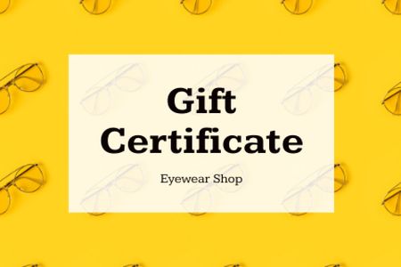 Eyewear Shop Services Offer Gift Certificate tervezősablon