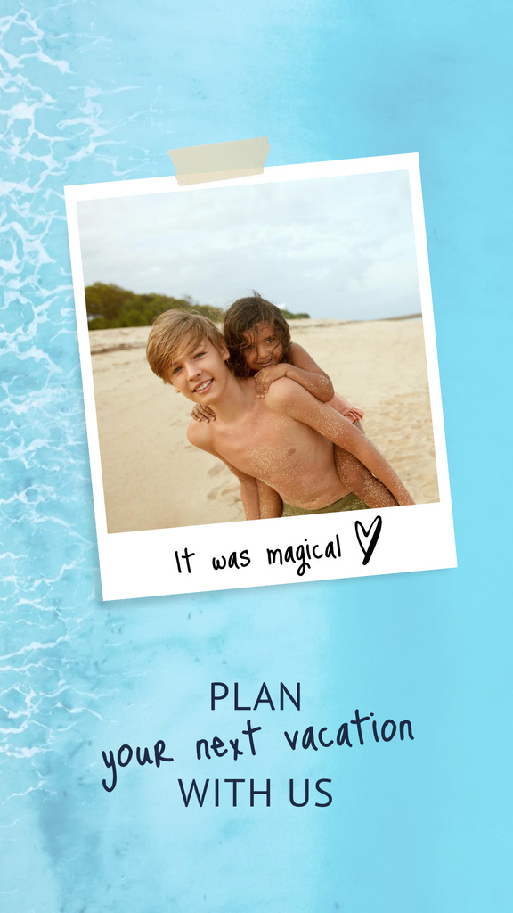 Travel Inspiration with Happy Children on Beach Instagram Story Design Template