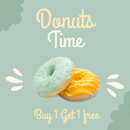 Sweet Donuts Offer in Green Instagram Design Template