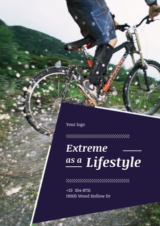 Extreme Sport Inspiration with Cyclist in Mountains Flyer A6 Tasarım Şablonu