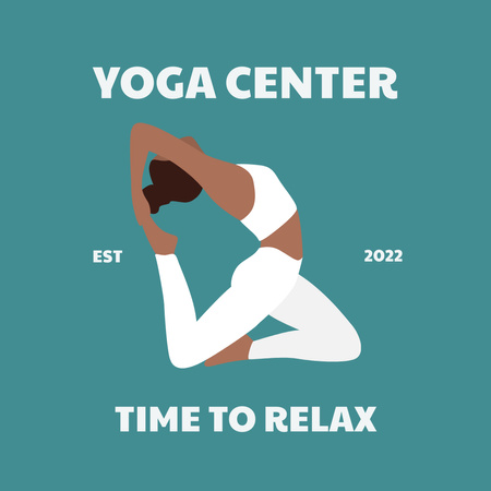 Yoga Studio Emblem with Woman doing Workout Logo 1080x1080px Design Template