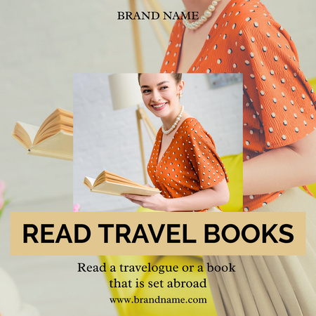 Plantilla de diseño de Woman Reading Travel Book Instagram 