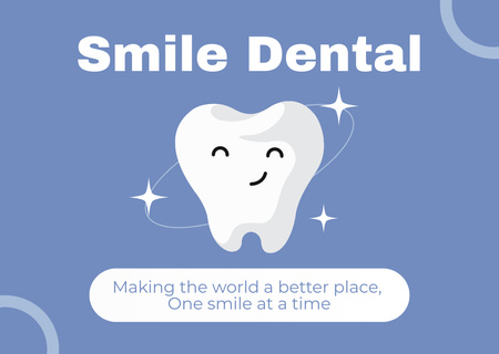 Designvorlage Dental Services Ad with Cute Healthy Tooth für Card