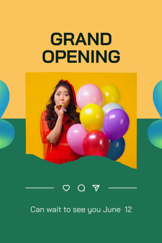 Ontwerpsjabloon van Tumblr van Grand Opening Event Announcement In June With Balloons