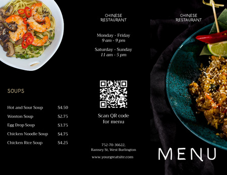 Designvorlage Leckeres Menü mit chinesischen Gerichten für Menu 11x8.5in Tri-Fold