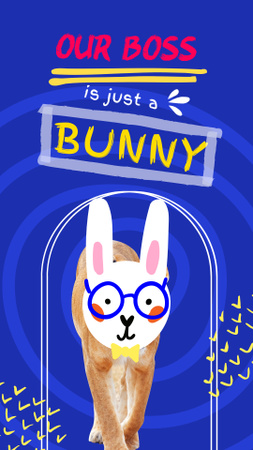 Funny Illustration of Lion with Rabbit Head Instagram Story Design Template