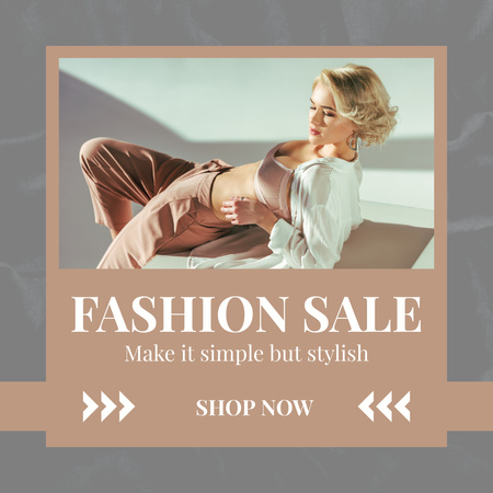 Fashion Collection Sale with Stunning Blonde Woman Instagram Design Template