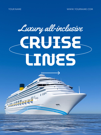 Offer to Book Cruise on Luxury Sea Liner Poster US Design Template