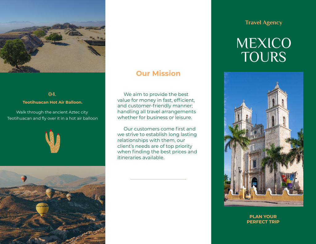Travel Tour Offer to Mexico Brochure 8.5x11in Z-fold Design Template
