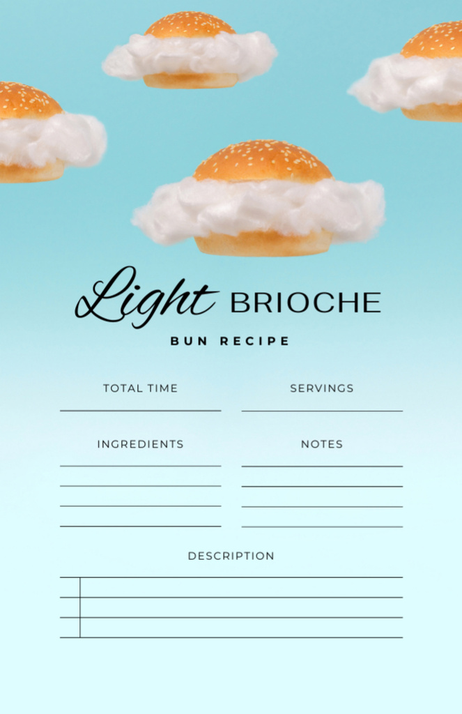 Light Brioche Bun Cooking Steps Recipe Card Design Template