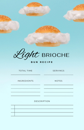 Template di design leggero brioche panino fasi di cottura Recipe Card