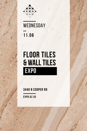 Csempe kiállítási esemény bejelentése a márvány könnyű textúrájáról Flyer 4x6in tervezősablon