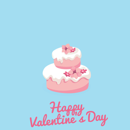 Doves Putting Heart on Cake on Valentine's Day Animated Post Tasarım Şablonu