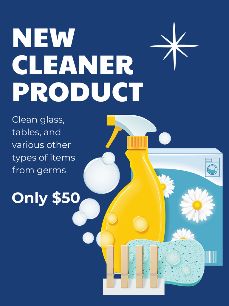 New Cleaner Product Sale Announcement Poster 36x48inデザインテンプレート
