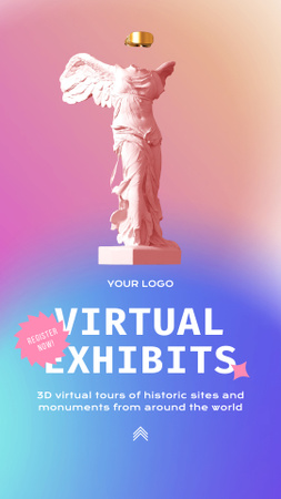 Ontwerpsjabloon van Instagram Video Story van Aankondiging van virtuele museumrondleiding over Bright Gradient