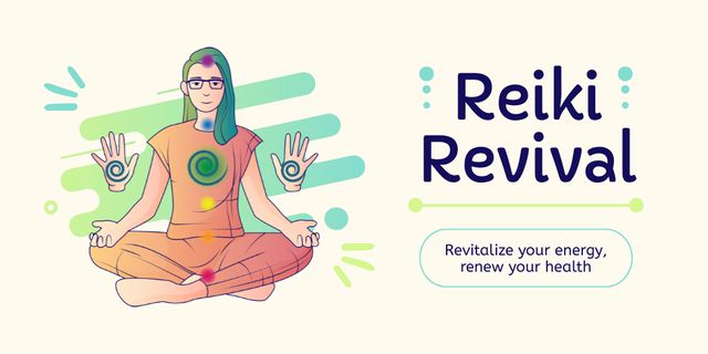 Reiki Treatment Revival Promotion With Slogan Twitter Design Template