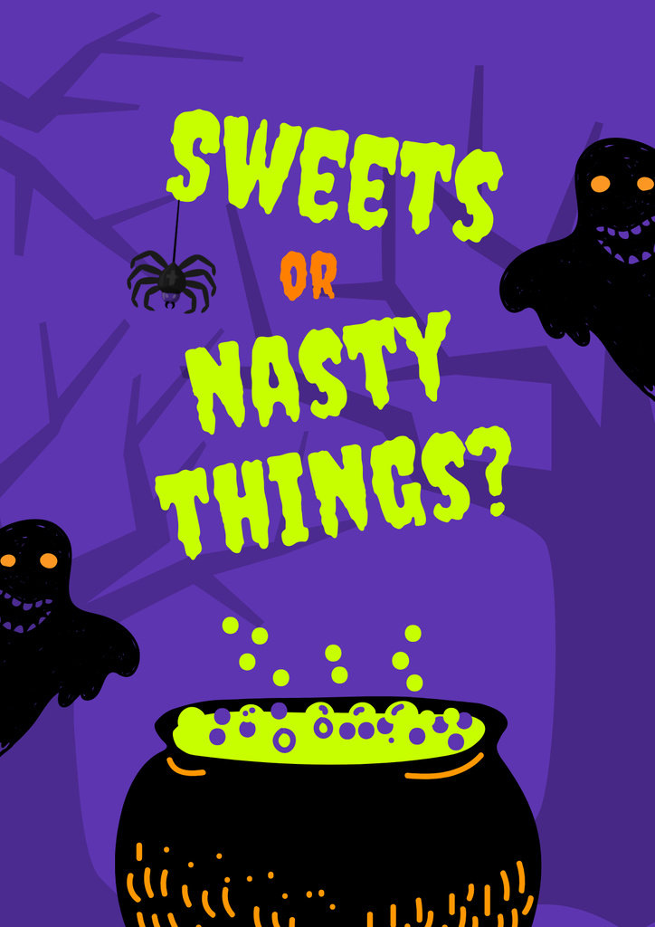 Plantilla de diseño de Halloween Celebration with Spooky Cauldron Poster 