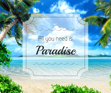 Summer Trip Offer Palm Trees by Sea Facebook Design Template