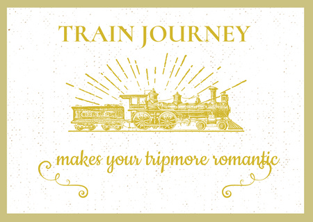 Template di design viaggio in treno con locomotiva vintage Postcard