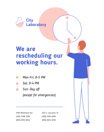 Plantilla de diseño de Test Laboratory Working Hours Rescheduling during quarantine Poster 22x28in 