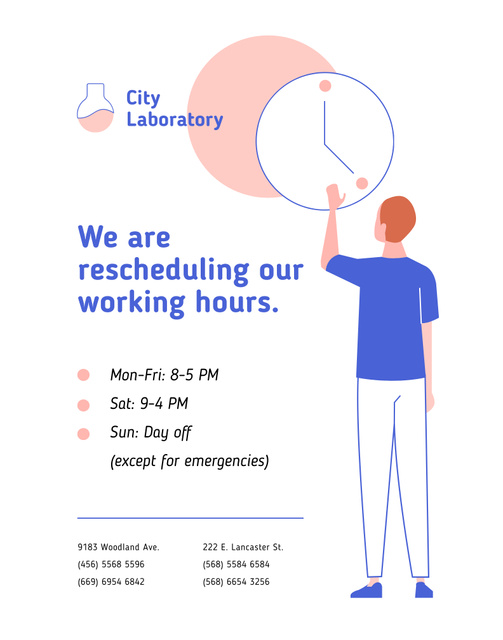 Test Laboratory Working Hours Rescheduling during quarantine Poster 22x28in Design Template