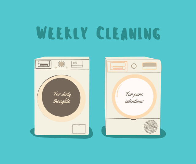Washing Machines with ironical tags Facebook Design Template