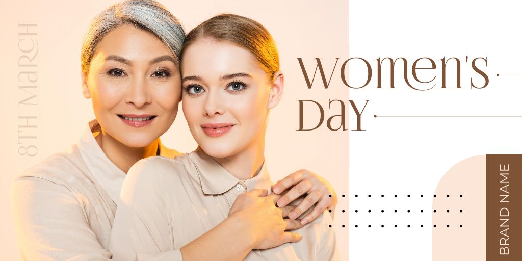 Beautiful Women of Different Age hugging on Women's Day Twitter – шаблон для дизайна