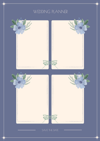Template di design Note del pianificatore di nozze sull'azzurro Schedule Planner