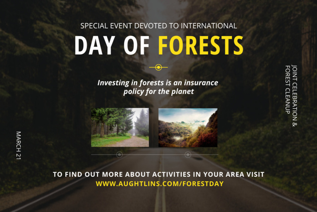 International Arbor Day Festival And Forest Road View Postcard 4x6in Šablona návrhu